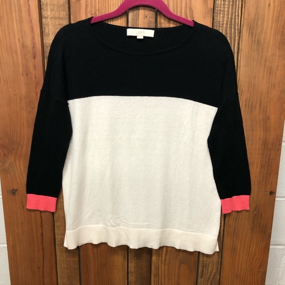 Loft size extra small pink white black sweater - Picture 5 of 7